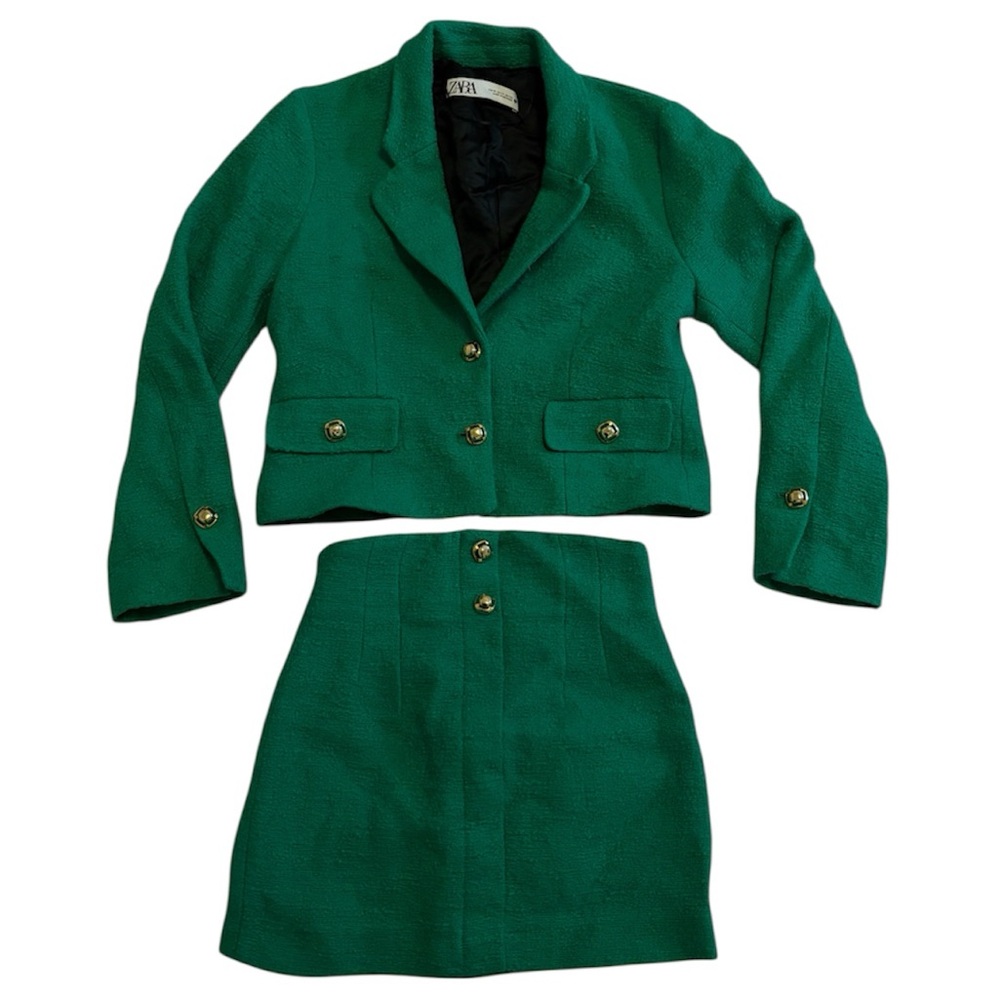 Zara Green Blazer and Skirt Set